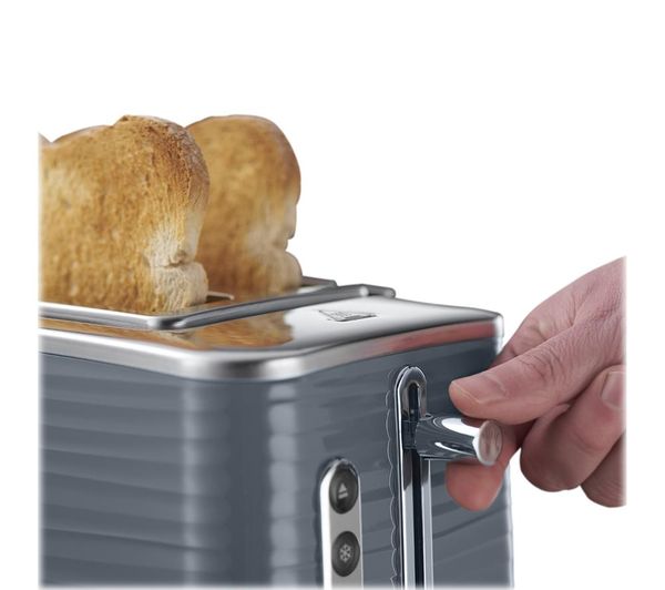 Russell Hobbs Inspire 24370 grey 2-slice toaster with toast