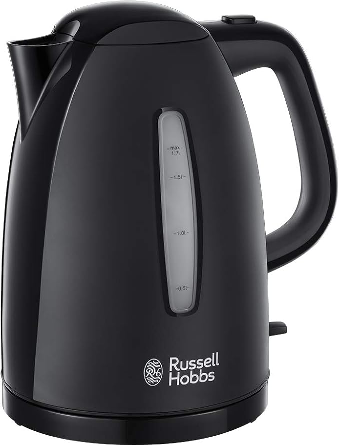 Russell Hobbs black electric kettle 1.7L rapid boil with water level gauge