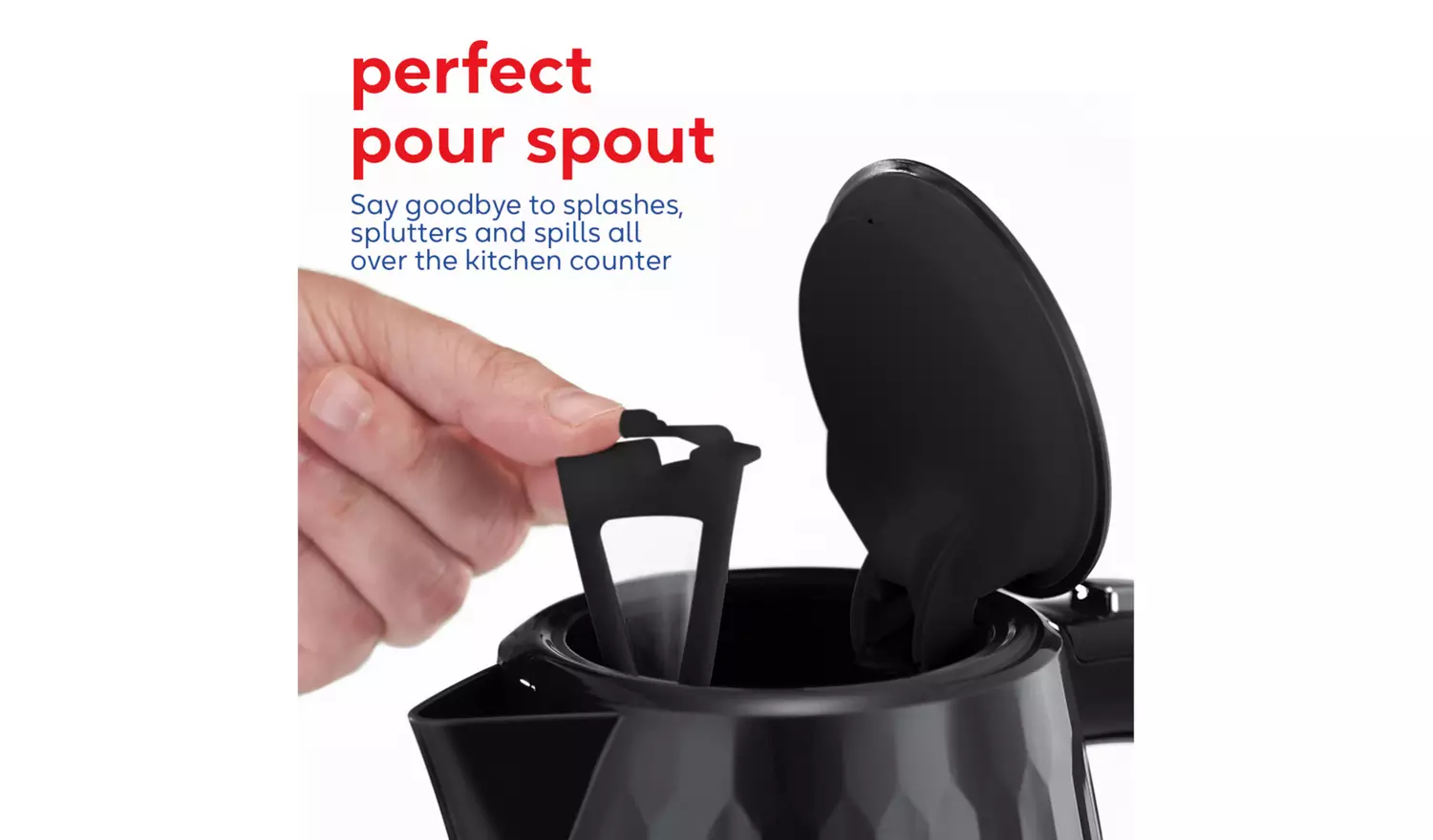 Russell Hobbs Honeycomb black plastic kettle with precision pour spout