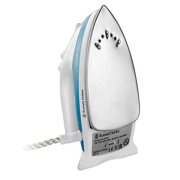 Russell Hobbs Dual Voltage Steam Glide Travel Iron white and blue portable