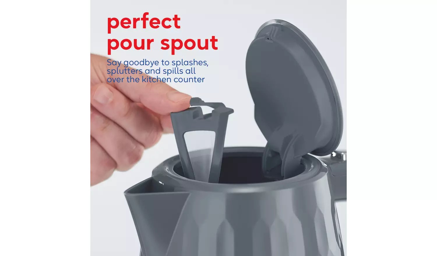 Russell Hobbs Honeycomb grey plastic kettle with perfect pour spout