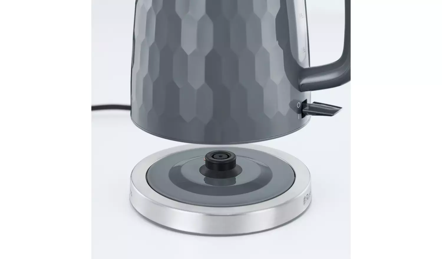 Russell Hobbs Honeycomb grey plastic kettle with honeycomb pattern design