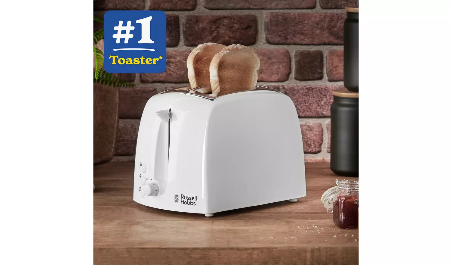 Russell Hobbs Textures white two slice toaster with bread slots