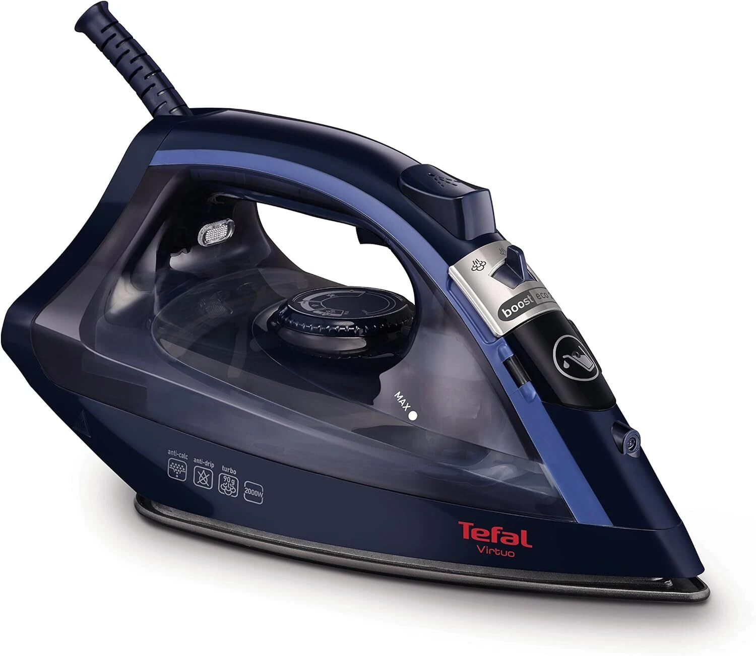 Tefal Virtuo FV1713 steam iron with 90g boost, 2000W, black and blue
