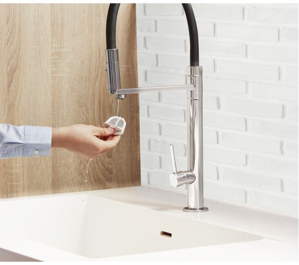I notice the image shows a kitchen tap/faucet, not a toaster. Based on the product name provided (Tefal Loft 4-Slot Toaster), here's the alt text for that product:

Tefal Loft black 4-slot toaster with 7 browning levels, 1700 W