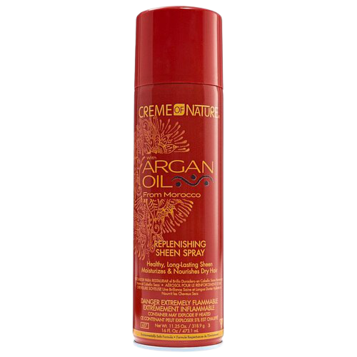 Creme Of Nature Argan Oil Sheen Spray 11.25 Oz red aerosol bottle
