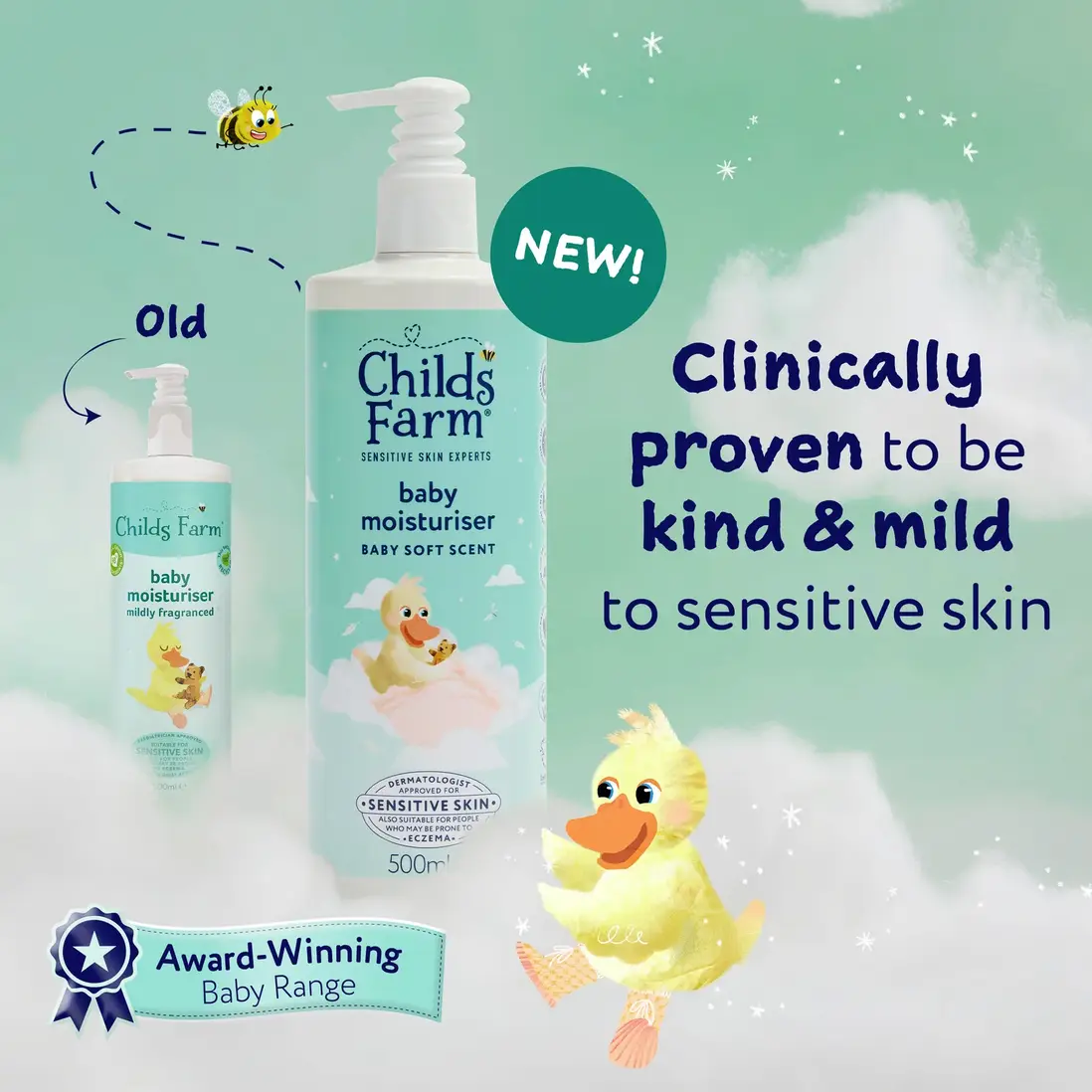 Childs Farm baby moisturiser 500ml pump bottle for sensitive skin