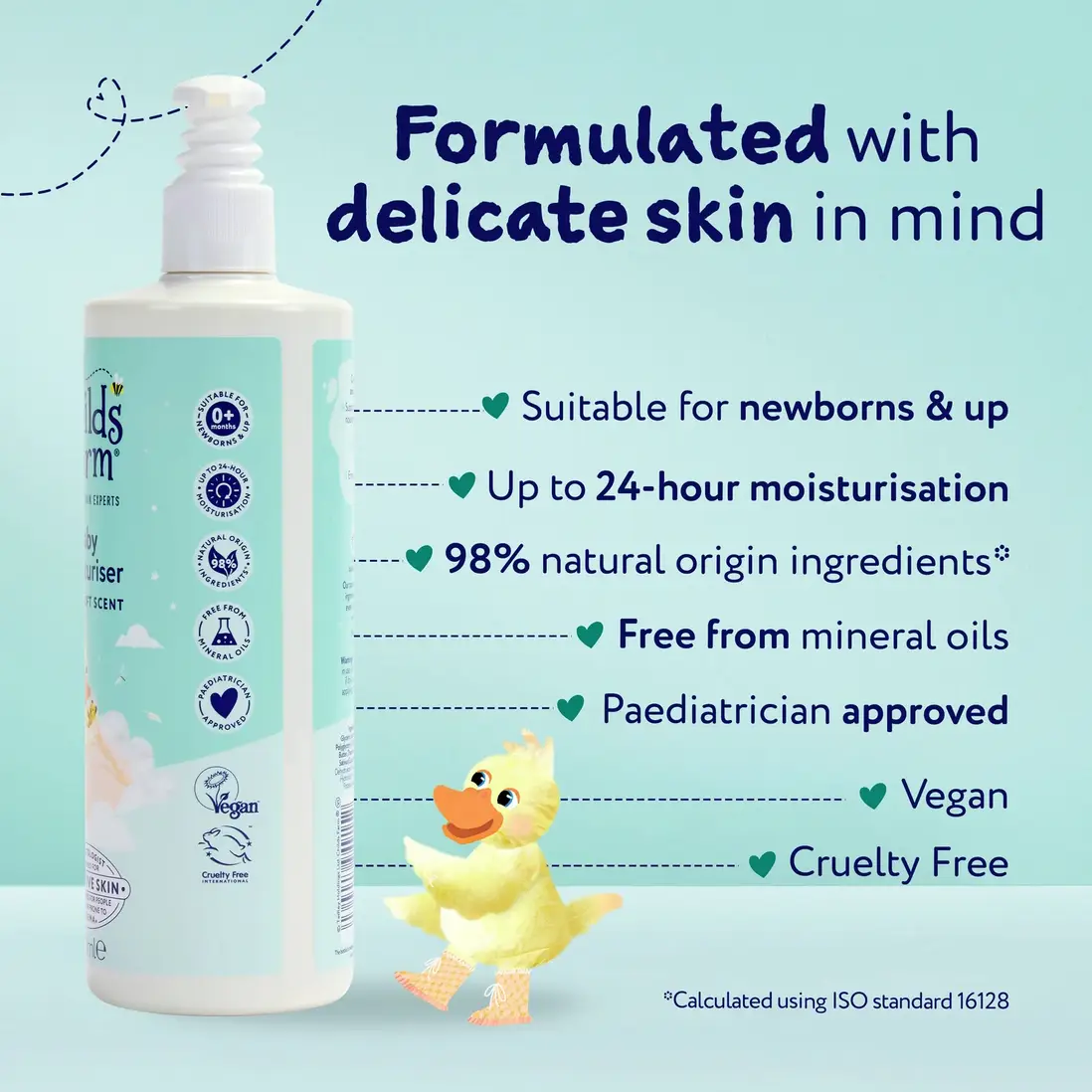 Childs Farm baby moisturiser 500ml turquoise bottle for newborn sensitive skin