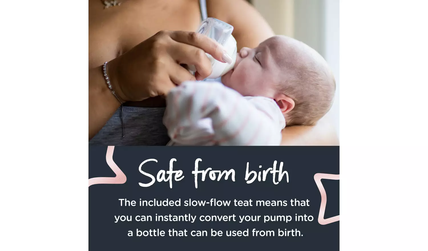 Tommee Tippee white breast milk collector bottle with slow-flow teat