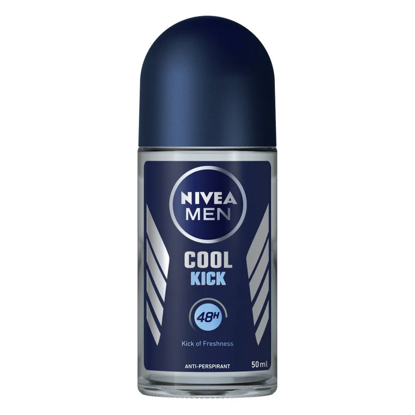 Nivea Men Cool Kick 50ml roll on antiperspirant deodorant dark blue bottle