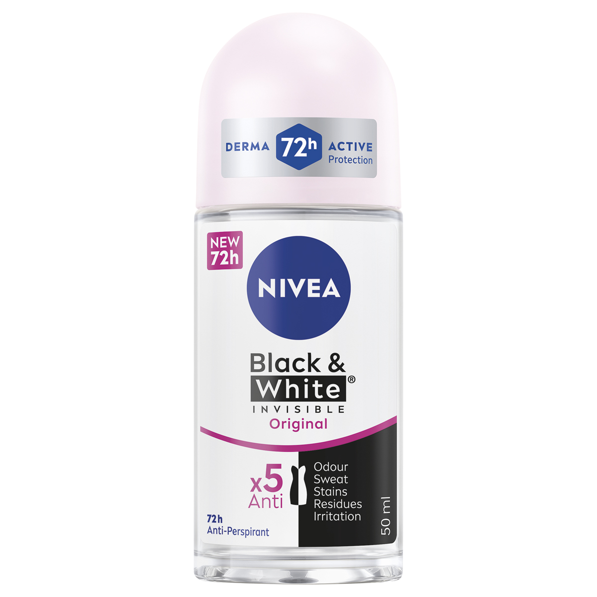 Nivea Black & White Invisible Original 72h anti-perspirant roll-on deodorant 50ml