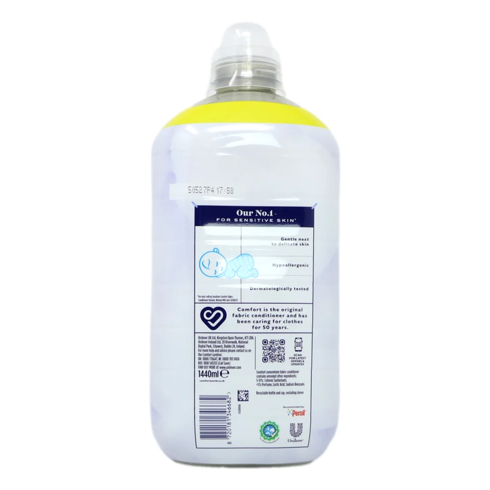 Comfort Pure Sensitive fabric conditioner 1.44 L bottle with yellow cap