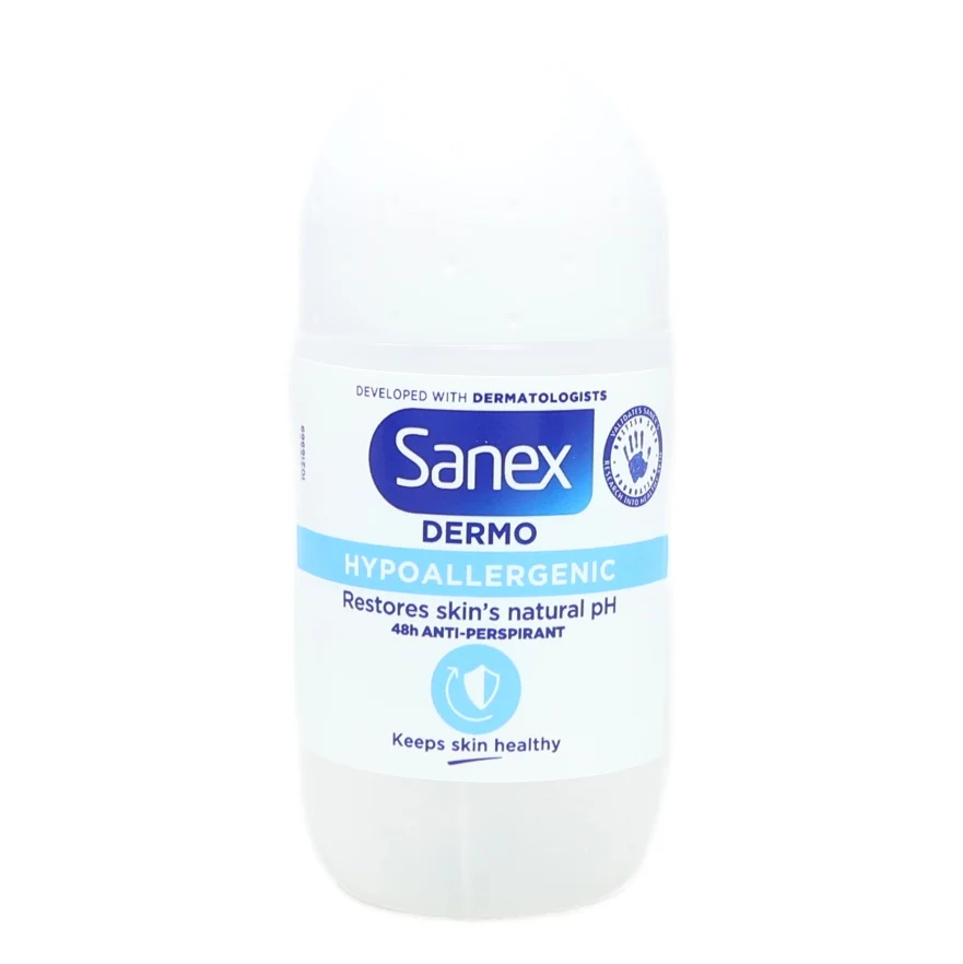 Sanex Dermo Hypoallergenic white roll-on deodorant 50ml bottle