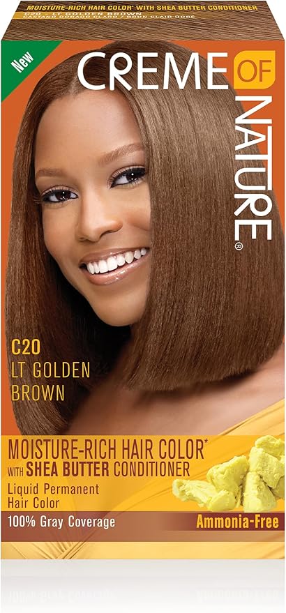 Creme Of Nature C20 Light Golden Brown permanent hair dye with shea butter conditioner