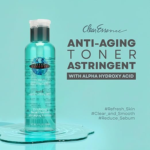 Clear Essence anti-aging toner astringent with alpha hydroxy acid 8 oz bottle