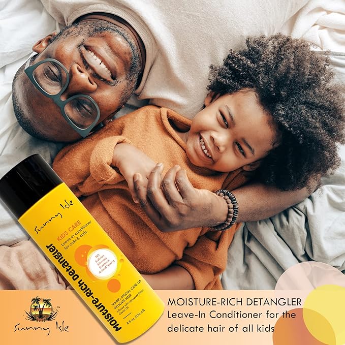Sunny Isle Kids Care Moisture-Rich Leave-In Detangler 8oz yellow bottle
