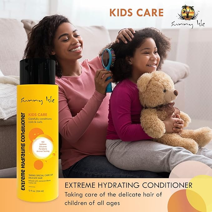 Sunny Isle Kids Care Extreme Hydrating Conditioner 354ml yellow bottle