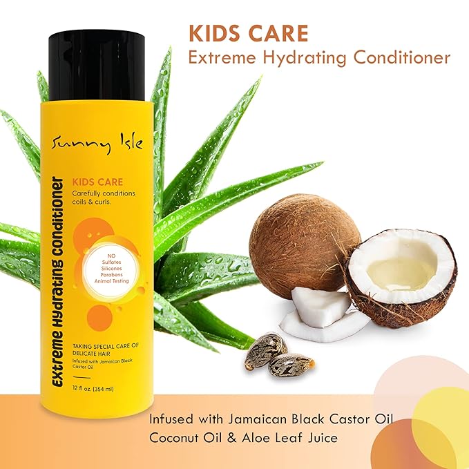 Sunny Isle Kids Care Extreme Hydrating Conditioner 354ml yellow bottle