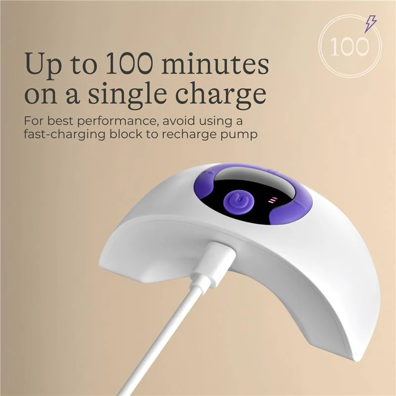 Lansinoh wearable double pump single white with purple accents, rechargeable
