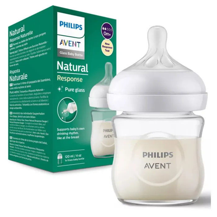 Philips Avent Natural Response 3.0 glass baby bottle 125ml white