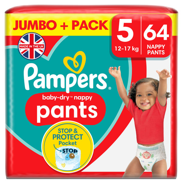 Pampers Baby Dry Pants Size 5, 64 pack nappy pants 12-17kg