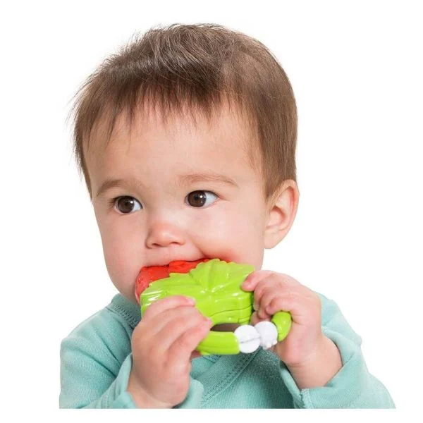 INFANTINO vibrating teether strawberry in red and green silicone
