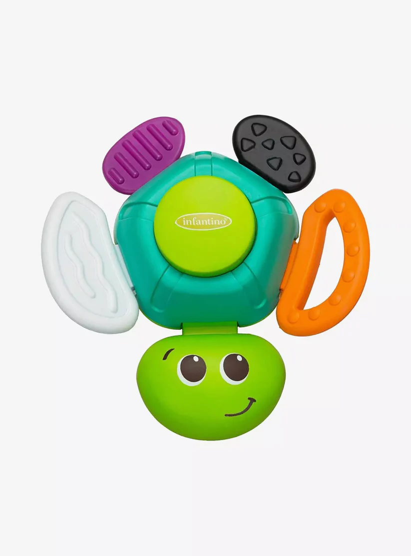 Infantino Turtle Rattle multicolour baby rattling toy with textured appendages
