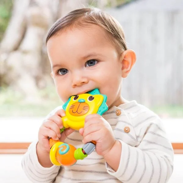 Infantino Bendy Lion yellow teether with flexible segments for teething babies
