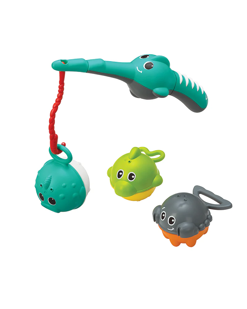 Infantino Splish & Splash 17 piece bath toy set with crocodile pourer and animal toys