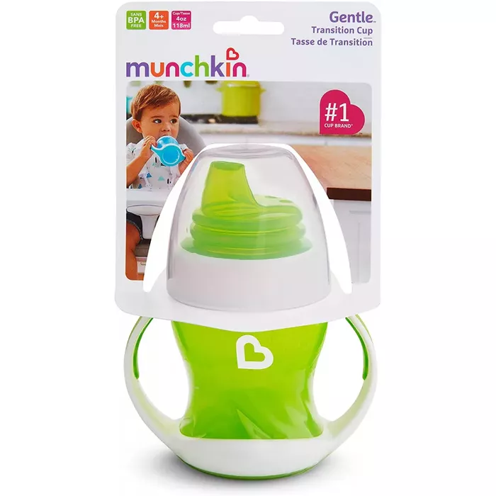 Munchkin Gentle First Cup 4 months green transition cup with handles