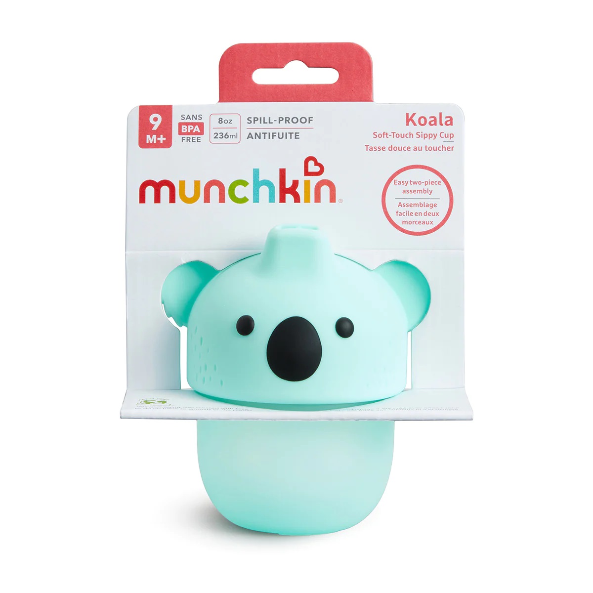 Munchkin Koala soft-touch sippy cup 236ml turquoise spill-proof
