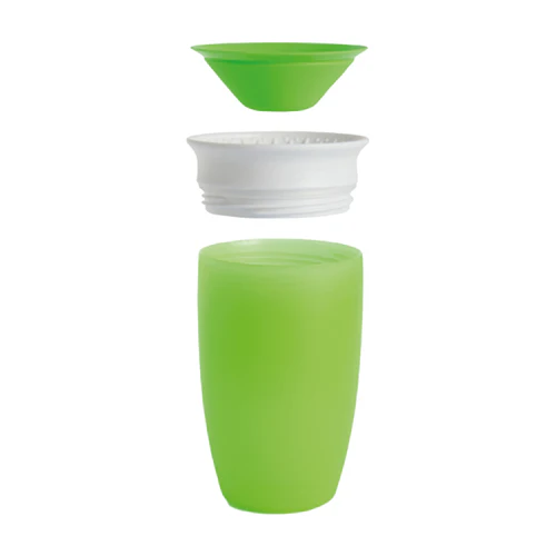 Munchkin Miracle 360 Degree Trainer Cup 10oz green with lid and components