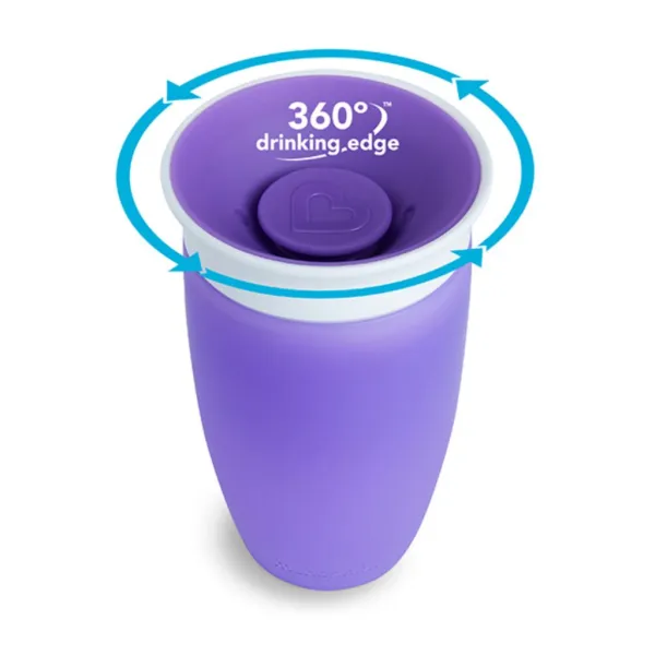 Munchkin Miracle 360 purple trainer cup 296ml with lid and drinking edge