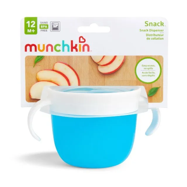 Munchkin silicone snack pot with lid, blue, 12+ months, BPA free