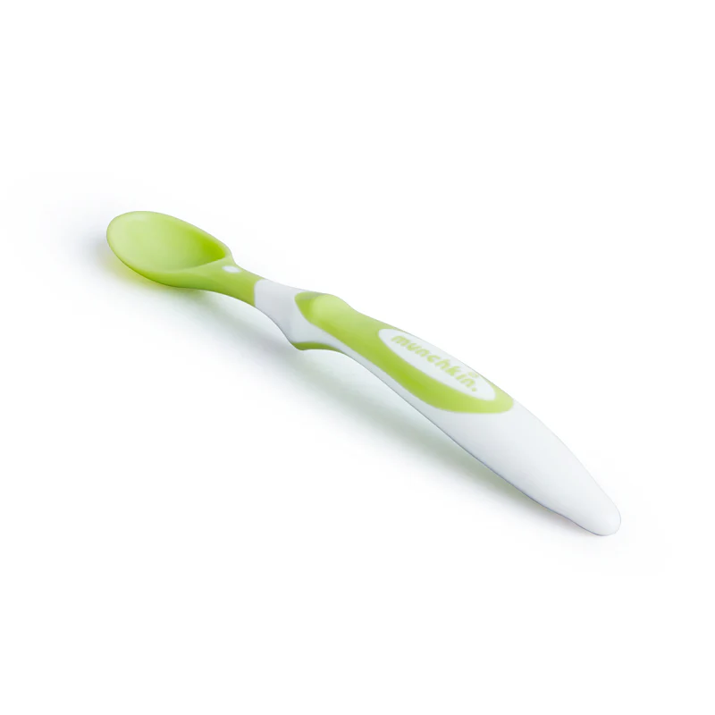 Munchkin soft tip infant spoon with green and white handle, pack of 6