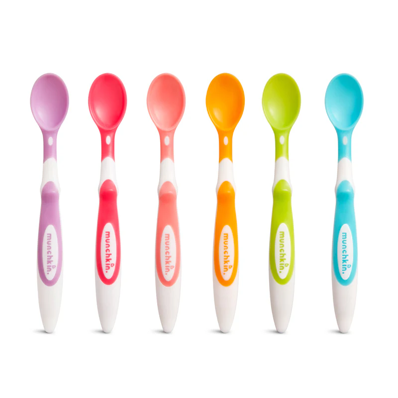 Munchkin soft tip infant spoons pack of six multicoloured with white handles