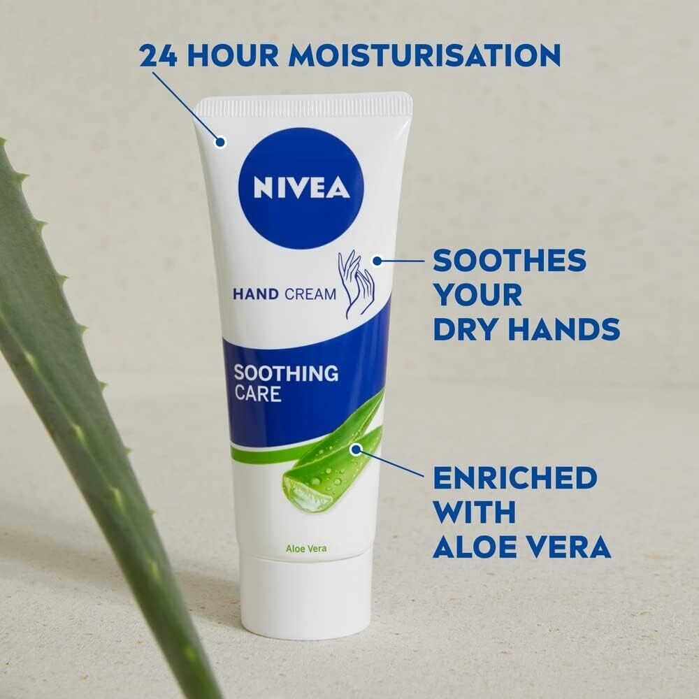 NIVEA Soothing Care Aloe Vera Hand Cream 75ml tube with white and blue packaging