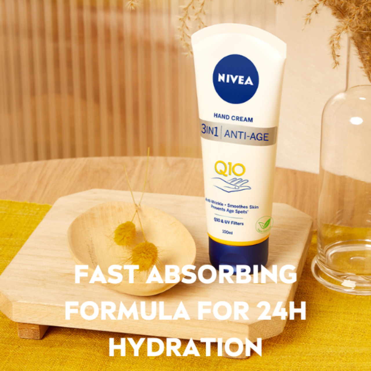 NIVEA 3in1 Q10 Anti-Age Care Hand Cream 100ml tube with blue cap