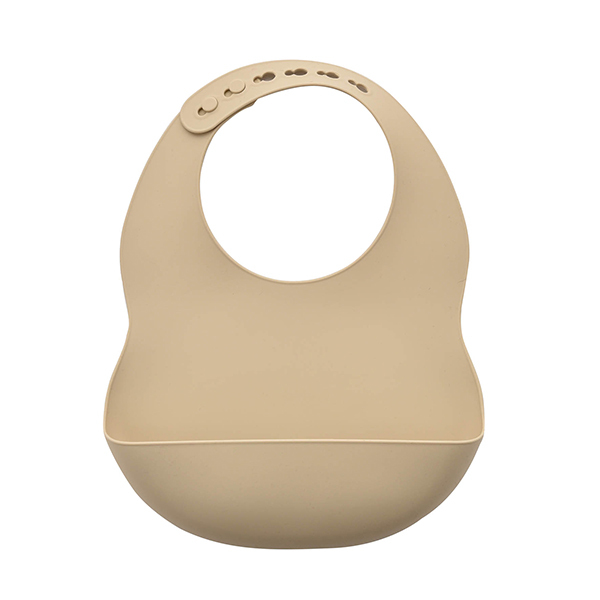 Bambino natural silicone feeding bib with adjustable neck strap and food catch pocket