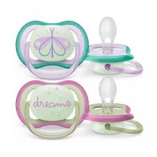Philips Avent Air Night Soother girl 0-6m 2 pack turquoise and pink