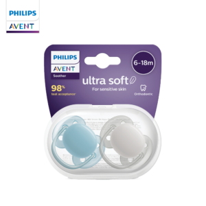 Philips Avent Ultra Soft soothers blue and grey 6-18 months two pack