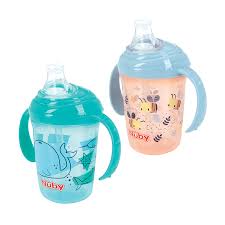 Nuby Grip N Sip baby cup 240ml turquoise and coral with handles