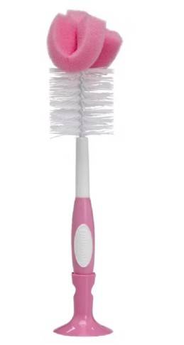 Dr. Brown's Options bottle and teat brush, pink with suction cup base