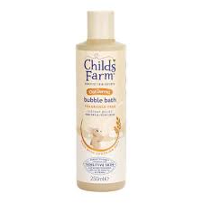 Child's Farm OatDerma Bubble Bath 250ml bottle with oat ingredient