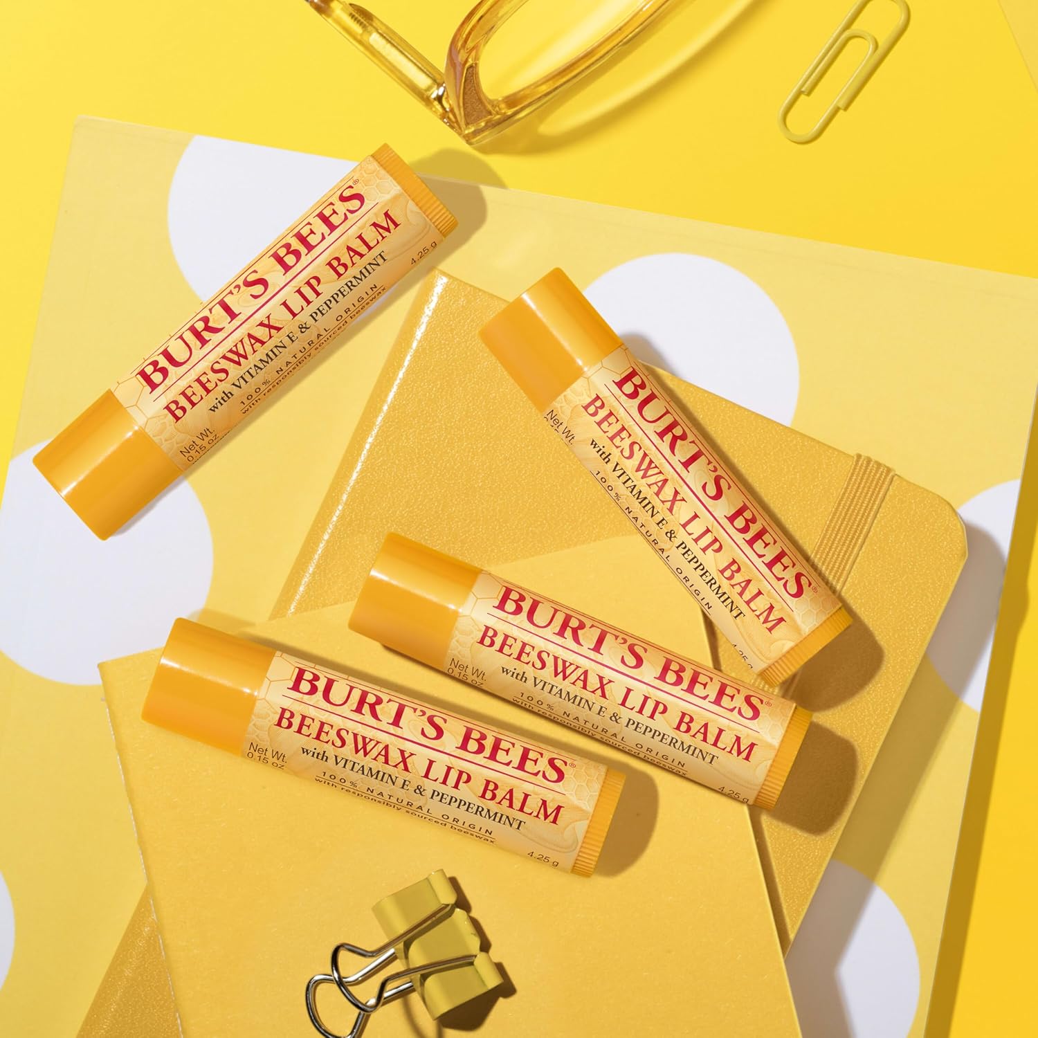 Burt's Bees Beeswax Lip Balm with Vitamin E and Peppermint, multiple sticks