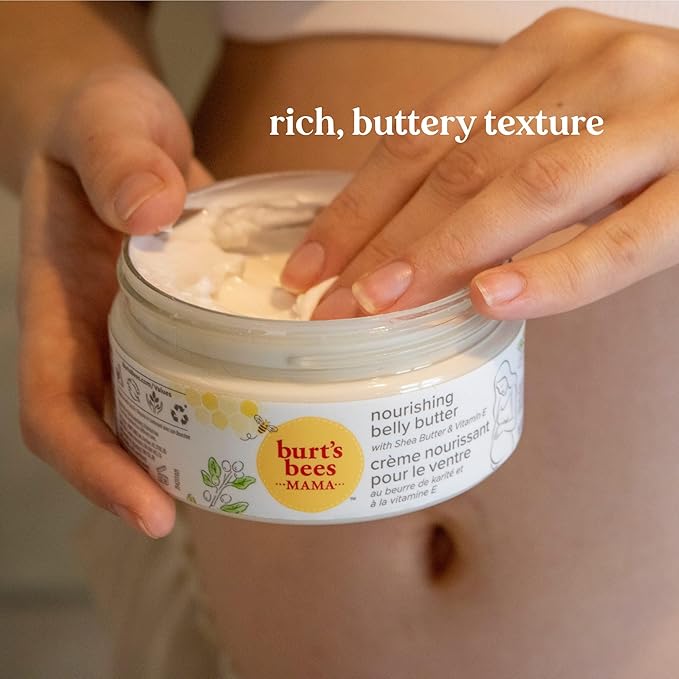 Burt's Bees Mama Bee nourishing belly butter with shea butter in jar