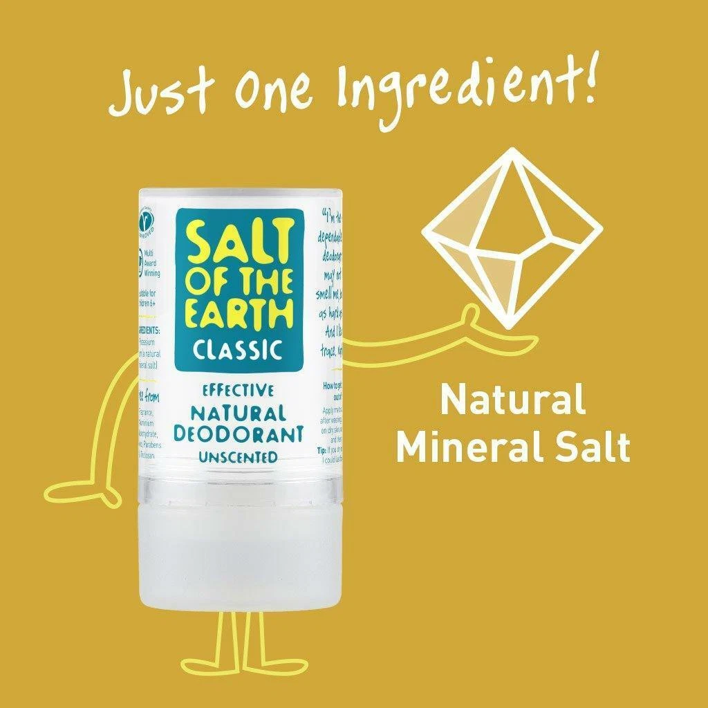 Salt of the Earth Classic unscented natural mineral salt deodorant 90g stick