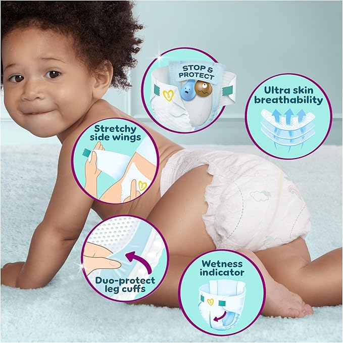 Pampers Premium Protection Size 5 nappies, 54 pack with stretchy side wings