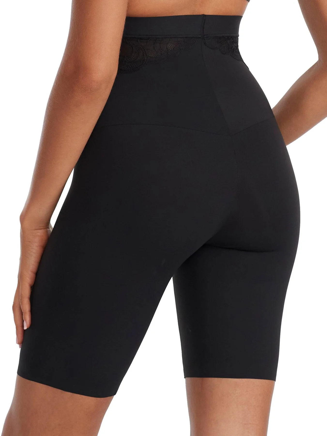 Maidenform DMS098 black eco lace high waisted thigh slimmer, size large