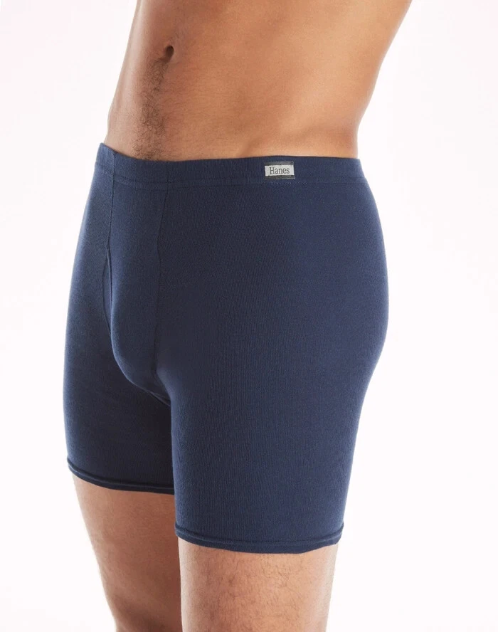 Hanes Tagless navy boxer briefs value pack of six pairs